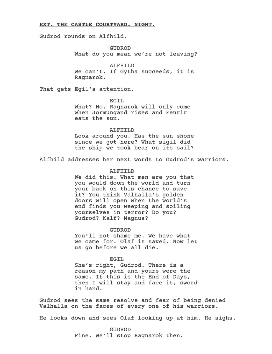 For #FunPageFriday, here's a quick scene from my feature script, The Wolves of Winter, where viking warriors must face off against the Fomorian host of Balor of the Evil Eye...