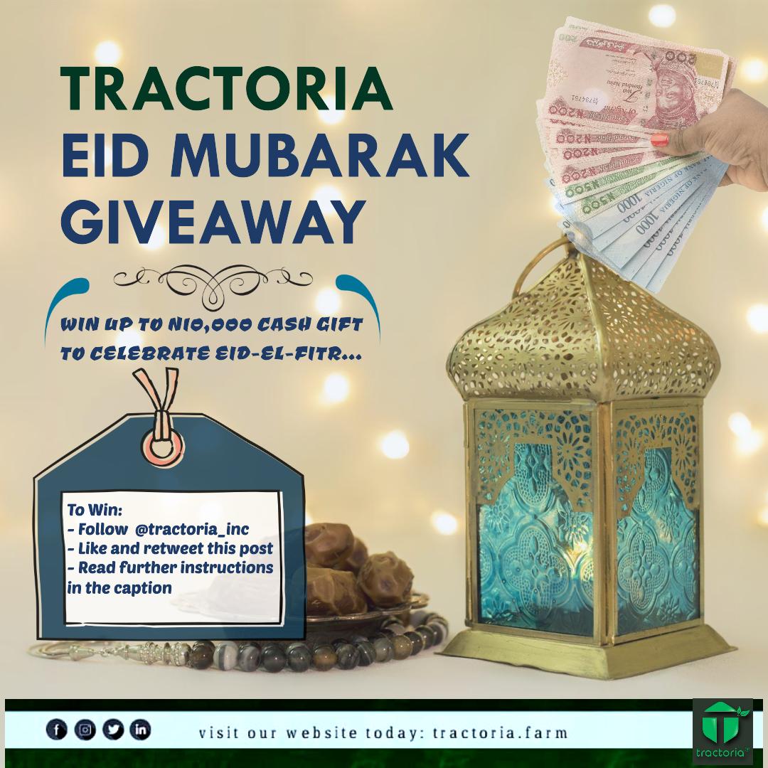 In the Spirit of Eid-El-Fitr,  <a href="/tractoria_inc/">Tractoria Technologies</a> is celebrating with all Muslims.

Win up to N10,000 cash gift for your Eid Mubarak celebration.😉😇

To win: 👇
 #ramadangiveaway #ramadan2024 #giveaways Idris Okuneye Minister of Power Oyo State Minister of Power Shiites Landmark