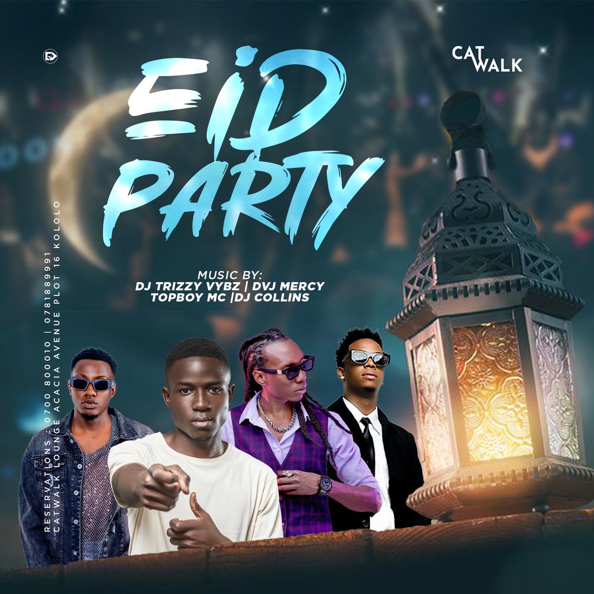 Don’t miss the Eid day party night at catwalk lounge kololo come break the fast season with us with @dvjmercypro , @djay_trizzy_vybz , @djcollin @topboymcofficiall