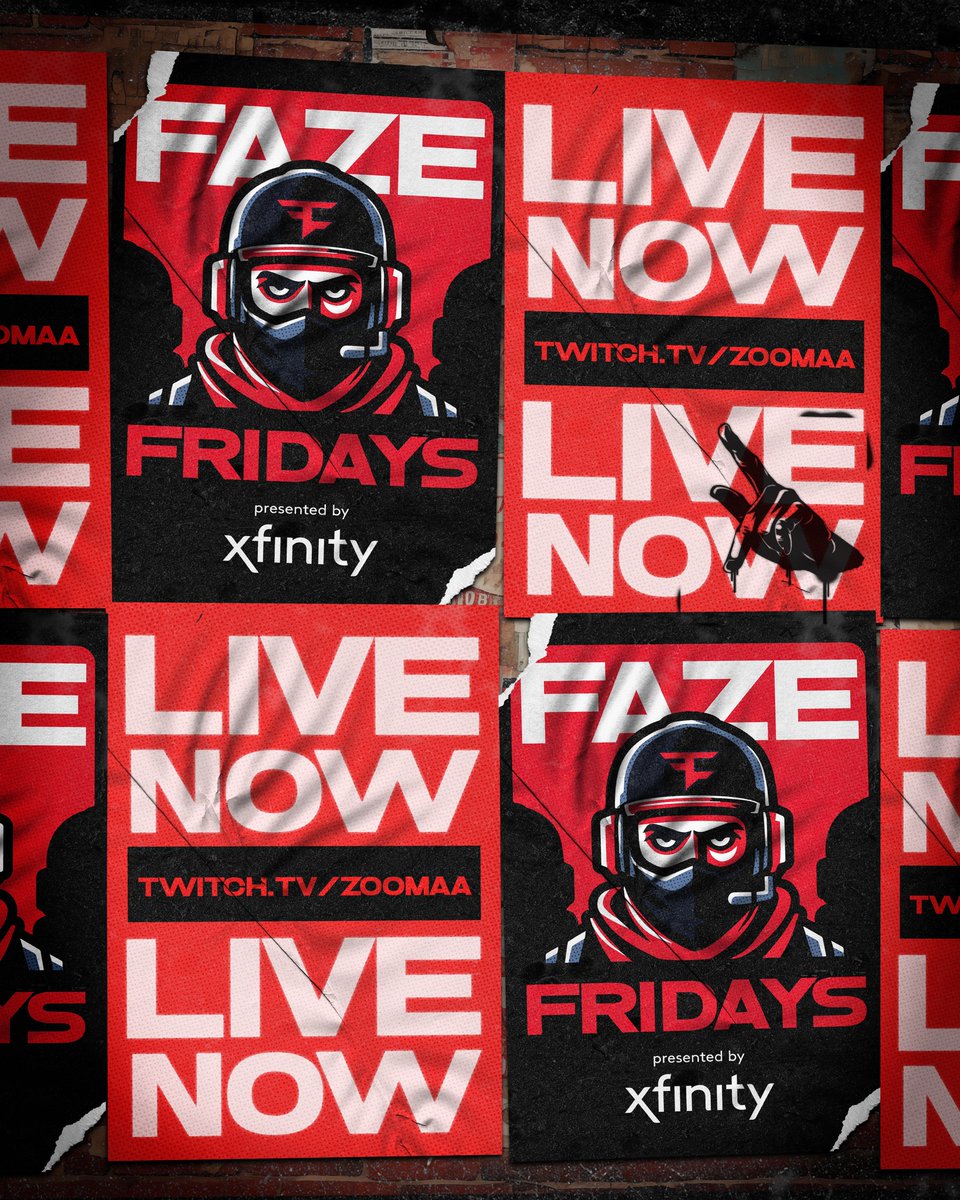 LIVE FOR FAZE FRIDAYS PRESENTED BY @Xfinity Tap in 🔴 youtube.com/live/VQxhbGMX3…  #XfinityPartner