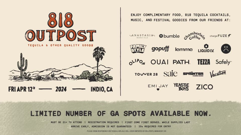 Next Stop: Tequila 🤠 Limited general admission spots to The 818 Outpost just dropped. RSVP now: 818-outpost.eventfarm.com/app/pages/2fdf…