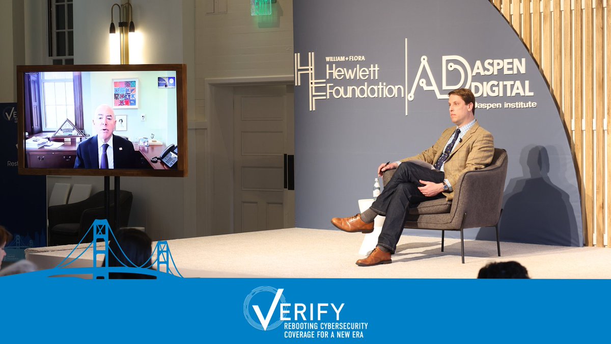 For the final keynote at #Verify2024, @SecMayorkas joins us virtually for a conversation with @vermontgmg of @AspenDigital. Secretary Mayorkas discusses @DHSgov’s role in addressing cybersecurity challenges and emerging technologies in a complicated landscape of global threats.