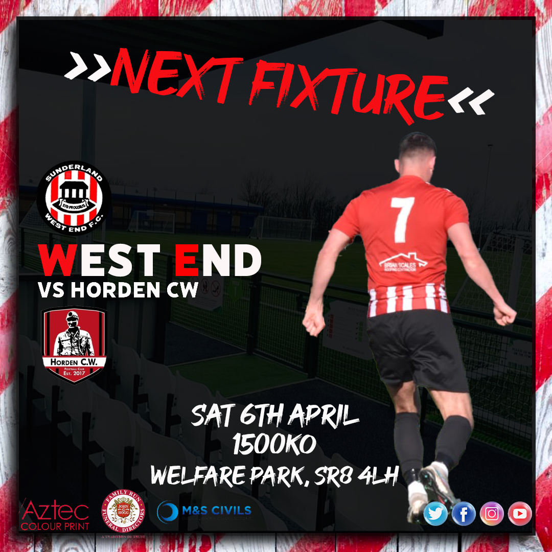 After Tuesdays much needed win we are back on the road as the lads make the short journey down the A19 to face @HordenCWFC in @theofficialnl. Get yourselves down and show your support. #westisbest