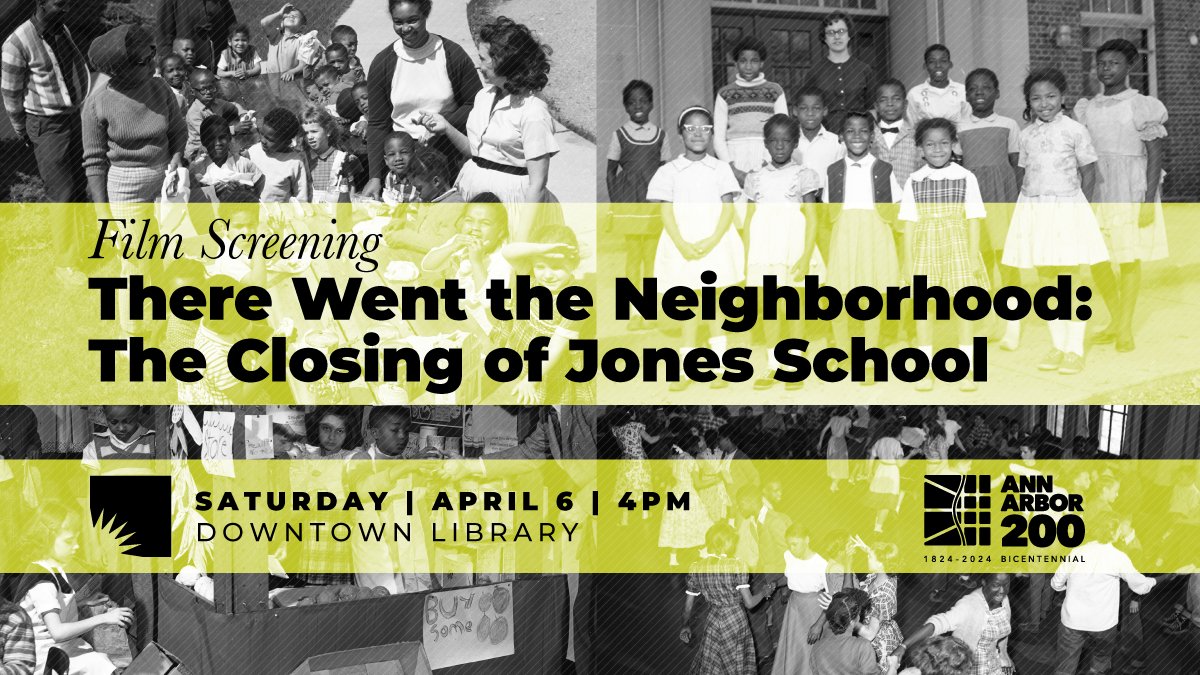 🎬 There Went the Neighborhood features interviews with former Jones School students and black community leaders, offering a poignant glimpse into 'The Old Neighborhood'. Join us for a screening of the documentary TOMORROW at 4 pm at the Downtown Library aadl.org/node/626620