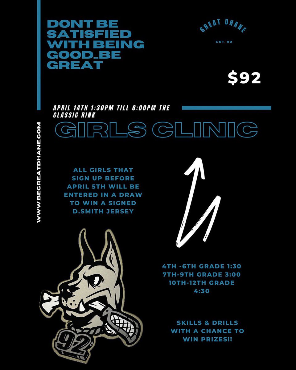 Girls Girls Girls ‼️ . Just over one week left to register. Stop being satisfied with being good .. Be Great 🐶 . Let’s get better together before the upcoming season. Begreatdhane.com