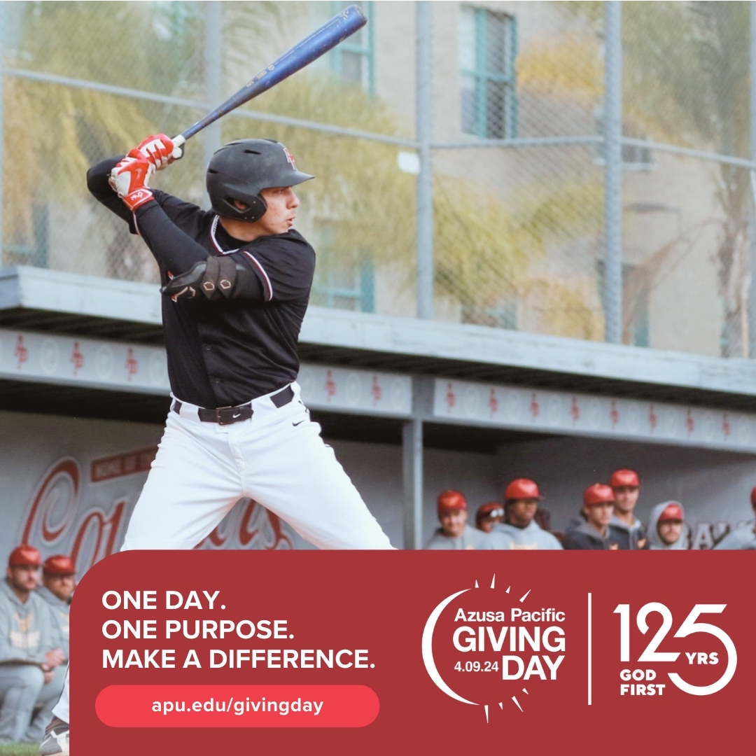 #APUGivingDay is coming on April 9! It’s 24 hours to join with the APU family to make a difference for students. 

Go to apu.edu/givingday, Click the Make Your Gift Early button and choose “Baseball” in the designation field.

#GodFirst