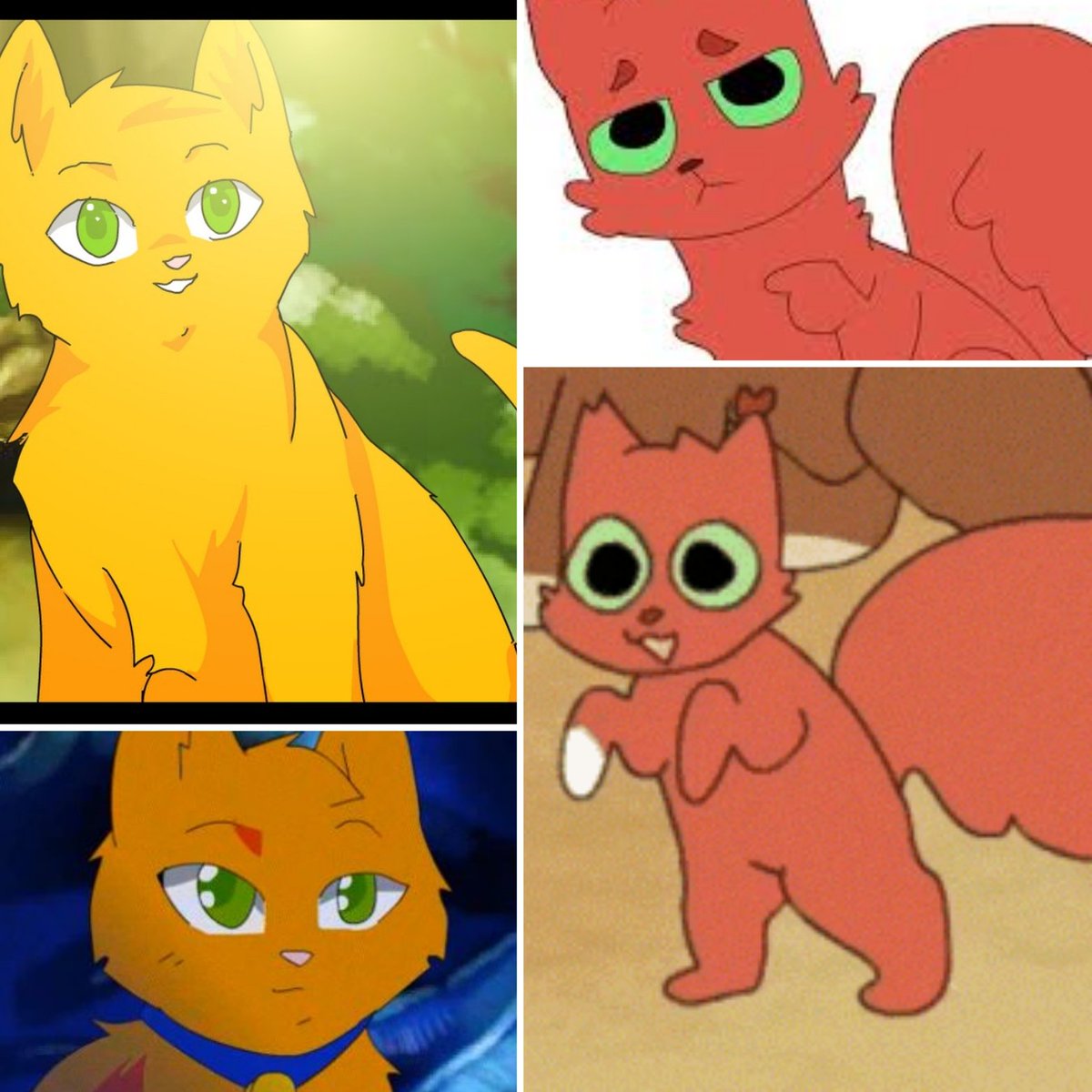 Yall which would make a cooler fursuit? Im torn- i vibe with @fawnskip s style squilf so much but also the sss warrior cats style firestar lives in my head rent free (poll in thread)