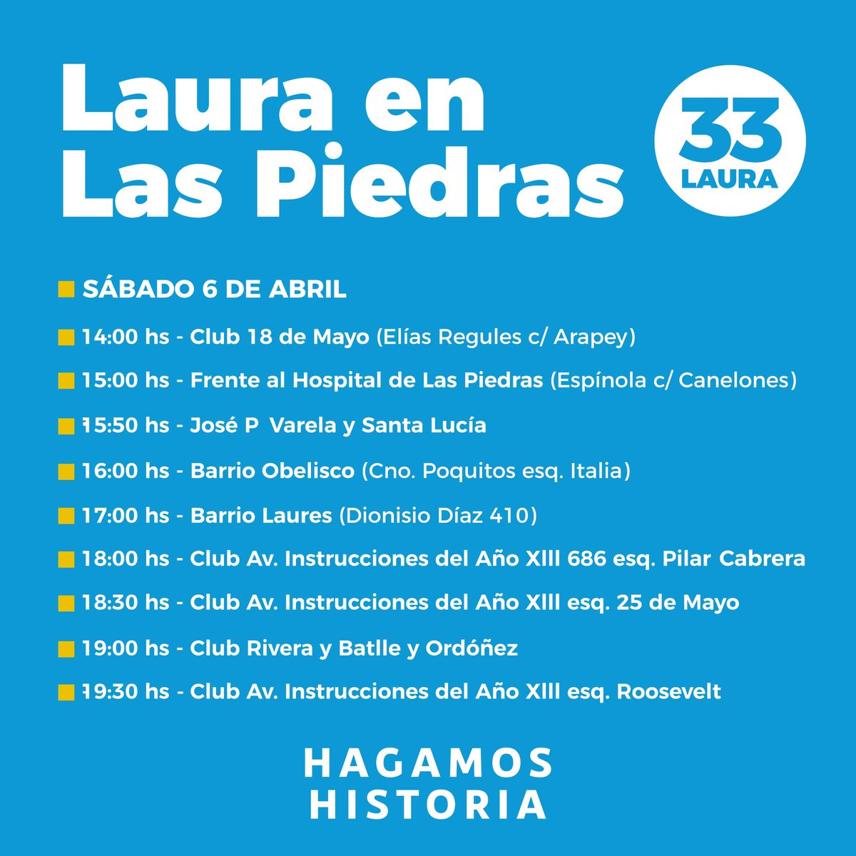 Sábado 6 recorrida con @Lauraraffo #HagamosHistoria #Lista33