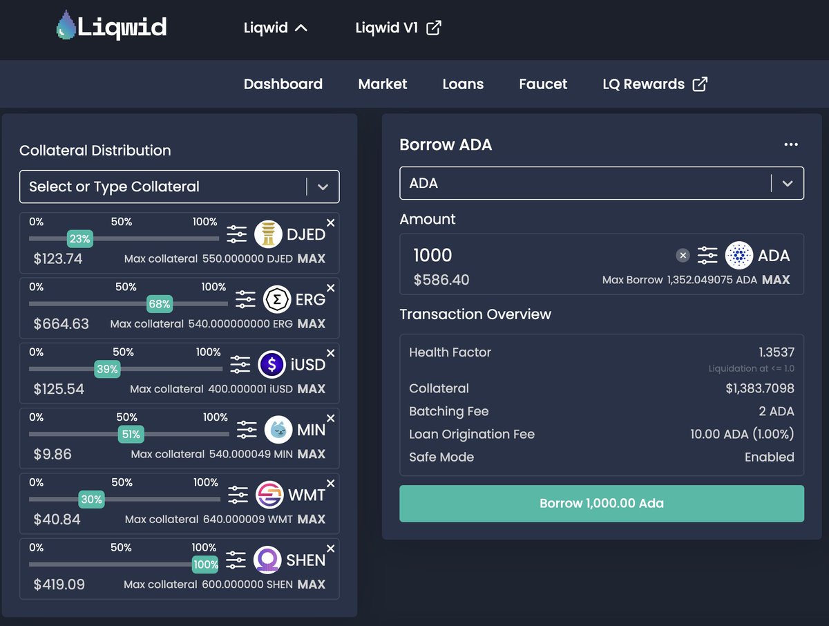 V2 of @liqwidfinance is on testnet and I can already see all the awesomely degenerate things I'll be able to do using this like borrowing against all my CNTs at once to ape into mints/memecoins. It's a blessing and a curse that it's faster than V1 😂 v2.liqwid.finance