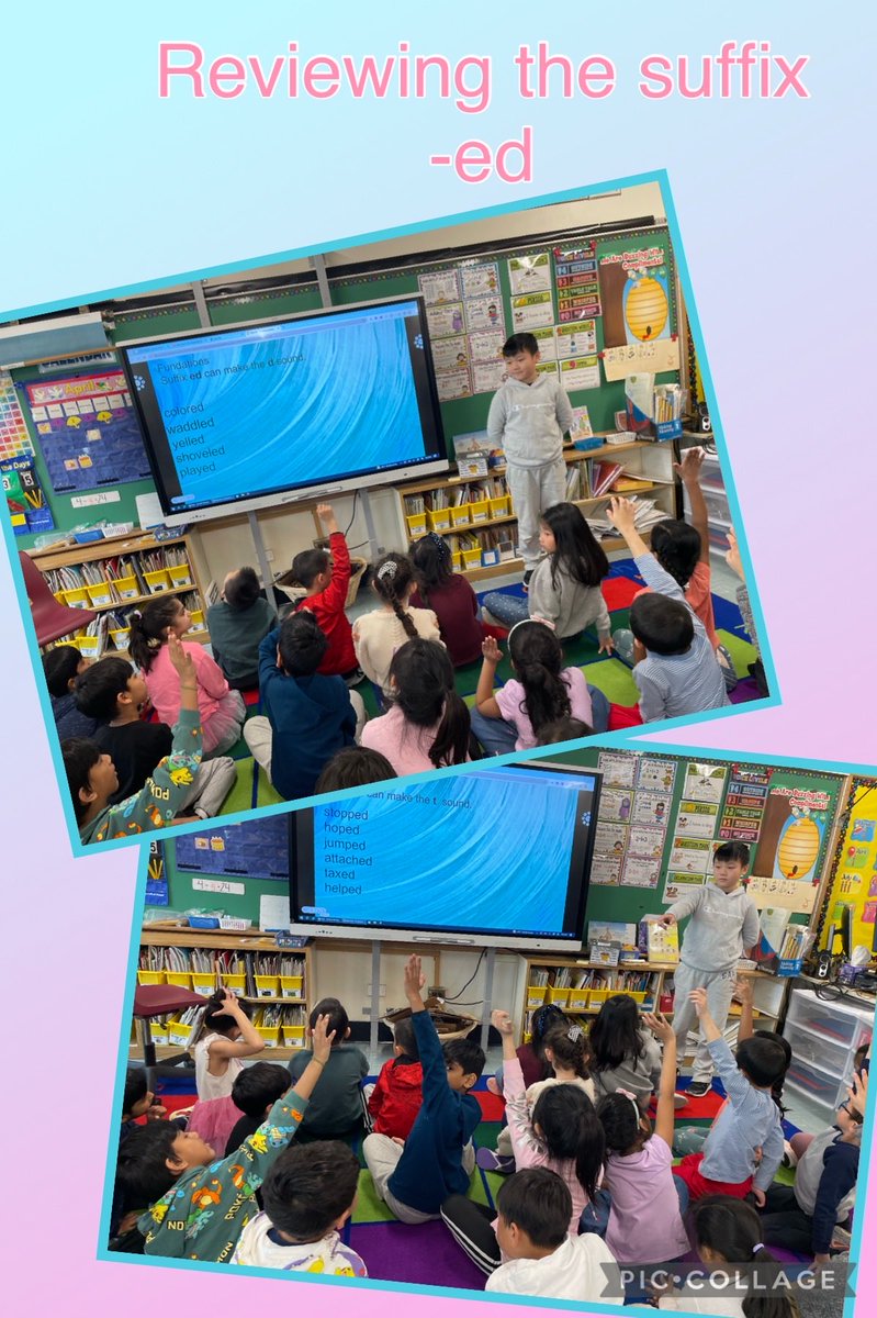 JenBenTeach's tweet photo. This second grader worked hard creating slides so he could review the suffix -ed with my first graders. Love it when a former student is inspired! ⁦@A_RiveraNY⁩ ⁦@DPatron5⁩ ⁦@PTAJackson⁩ https://t.co/SgwdHpjDbf
