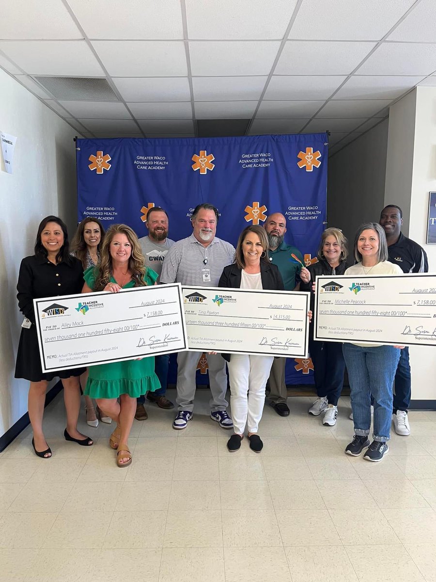 GWAHCA_WacoISD's tweet photo. GWAHCA celebrates 3 phenomenal teachers rewarded for their dedication and hard work with  the TEA's Teacher Incentive Allotment (TIA) program! Please help us congratulate Mrs. Michelle Peacock, Mrs. Tina Paxton, and Mrs. Alley Mock!

#WacoISD #GWAHCA #LeadForResults https://t.co/TK4Owo0KEd