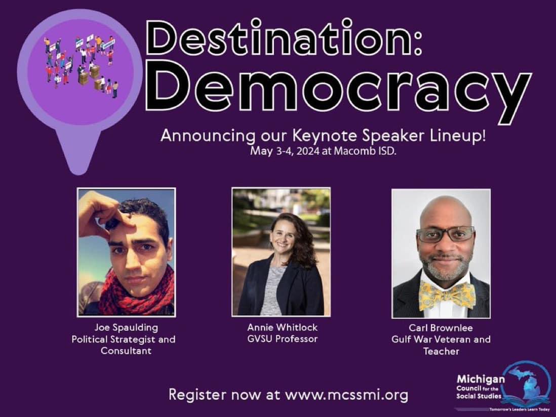 I’ll be speaking about the state of elementary social studies in Michigan from our massive survey of elementary teachers’ experiences. Come join us in metro Detroit! Register at mcssmi.org