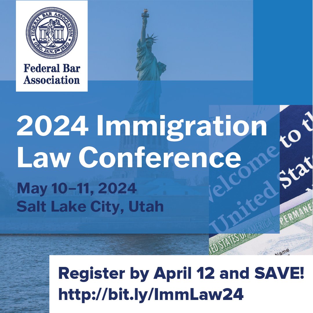 Early bird registration ends in one week! Join us at the Hilton Salt Lake City Center, for this year’s two-day FBA Immigration Law Conference. Register here: ow.ly/TzlA50R1FS8