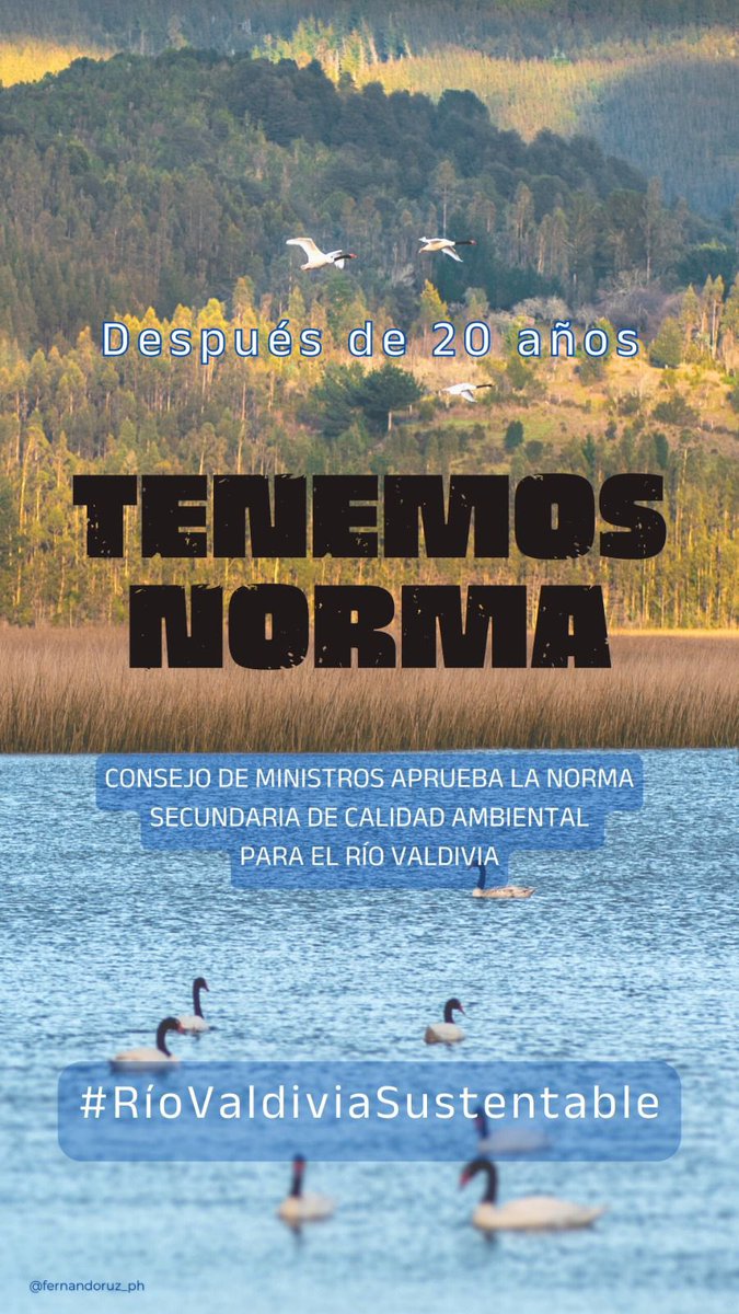 Tras 20 años, se aprobó por unanimidad la Norma de Calidad Ambiental para la cuenca del río #Valdiviacl. Crucial para nuestro #RioValdiviaSustentable. Gracias a todas las organizaciones ambientales y comunidad regional que empujaron este desafío. Compromiso de campaña cumplido.