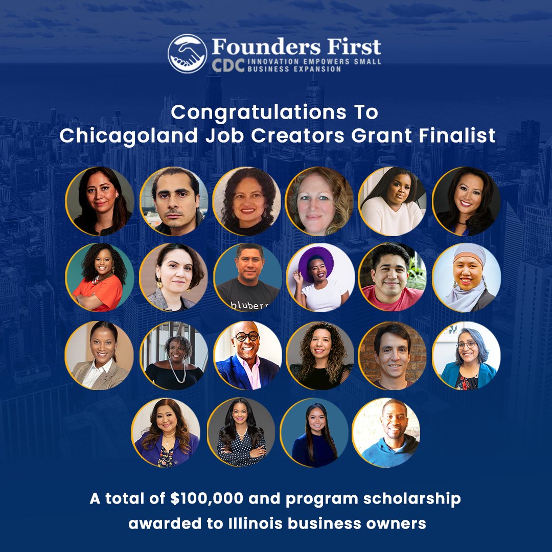 Congratulations to the 2024 Chicagoland Job Creators Grant Finalists! Welcome to the Founders First community. We're excited to support your journey, and we can't wait to see your businesses thrive. The future is bright! 🌟 #ChicagoSmallBiz #ChicagoEntrepreneurship