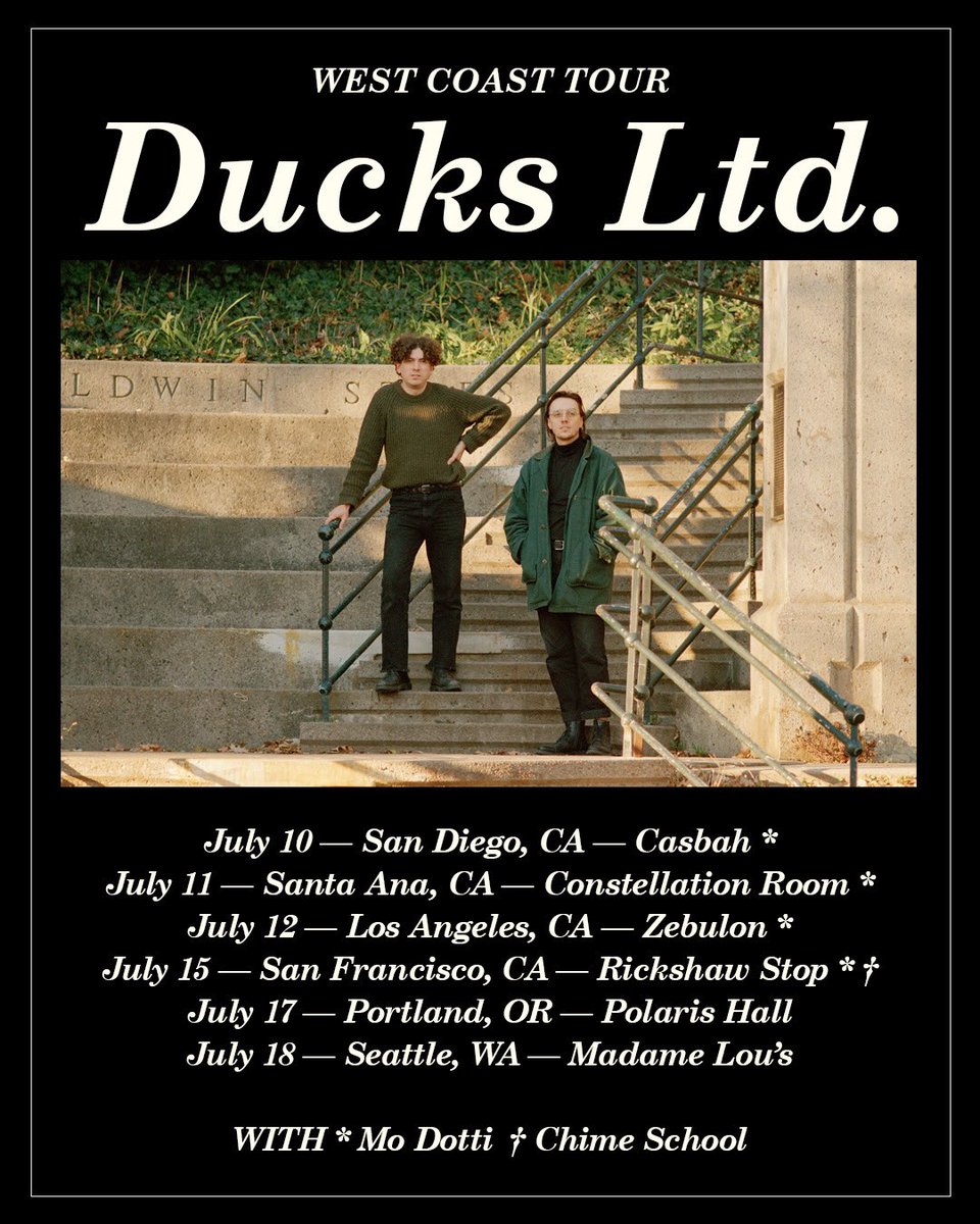 West Coast tour! On sale now! Tickets: ducksltd.co