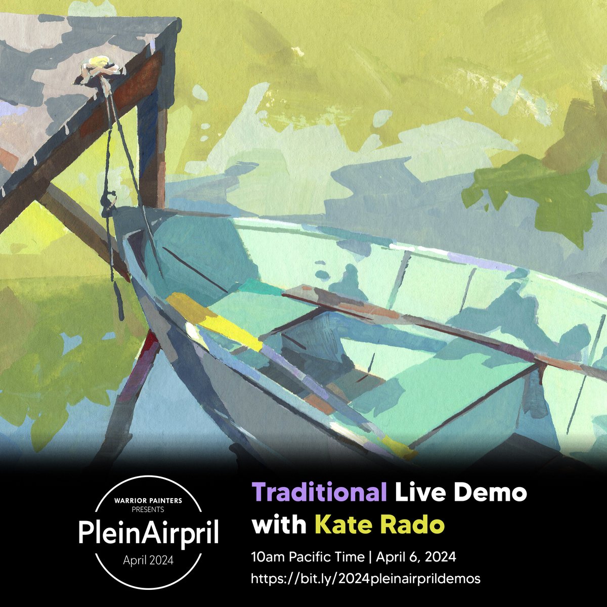 Join Kate Rado's #PleinAirpril gouache painting demo tomorrow at 10am PT! 🥳