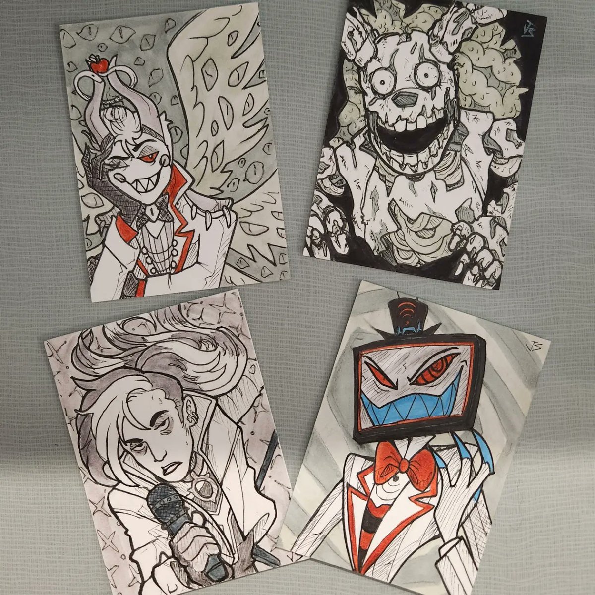 MonstrousShop's tweet photo. Gonna be offering black and white (and maybe a pop of color) mini card commissions this weekend at Gem State! :D I will be aiming for them to be done before the con is over! :) https://t.co/vnHSud4nVW