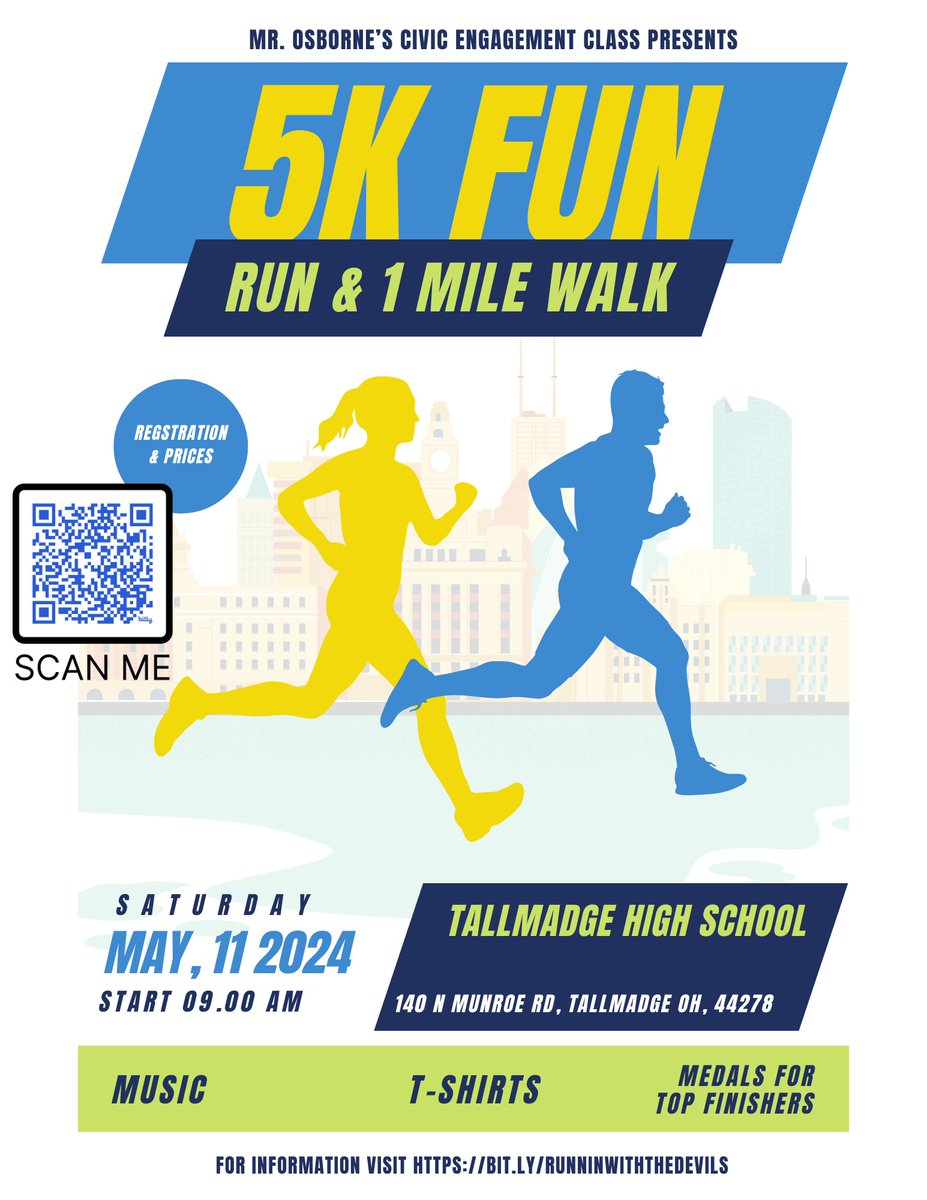 Mr_Osborne_THS's tweet photo. Excited to announce that my Civic Engagement class is hosting their second Runnin' with the Devils 5K on May 11th.  All proceeds will benefit The Deyarmin Foundation!  Be sure to sign up!  
https://t.co/JaQvsbKxNX
#tallmadgegold #runninwiththedevils #5k https://t.co/NCcm8qC4ZH