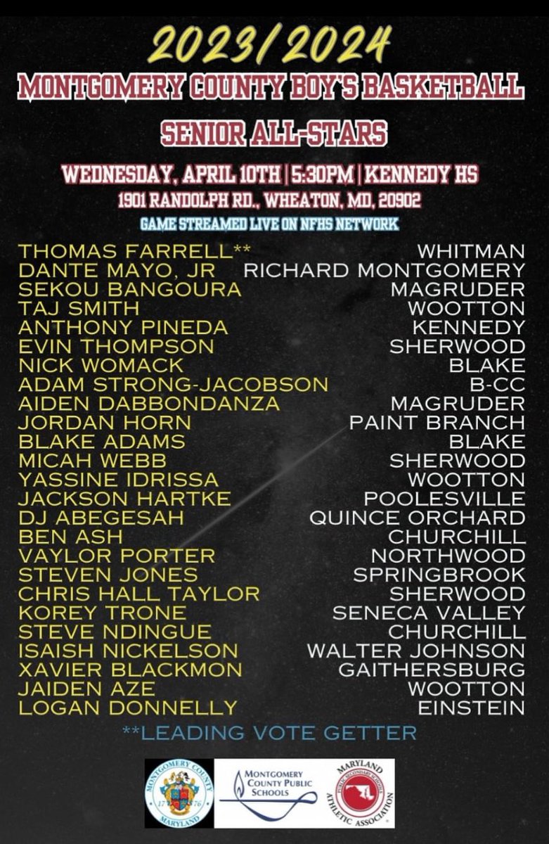 Erick Graves (@coache_graves) on Twitter photo Congratulations to 3 of our seniors: <a href="/Black_Taj1/">Taj Smith Jr.</a> <a href="/yassine_idrissa/">Yassine Idrissa</a> <a href="/JaidenAze/">Jaiden Aze</a> for being selected to the senior All-Star game!
<a href="/TSWAthletics/">Wootton Athletics</a> Congratulations to 3 of our seniors: <a href="/Black_Taj1/">Taj Smith Jr.</a> <a href="/yassine_idrissa/">Yassine Idrissa</a> <a href="/JaidenAze/">Jaiden Aze</a> for being selected to the senior All-Star game!
<a href="/TSWAthletics/">Wootton Athletics</a>