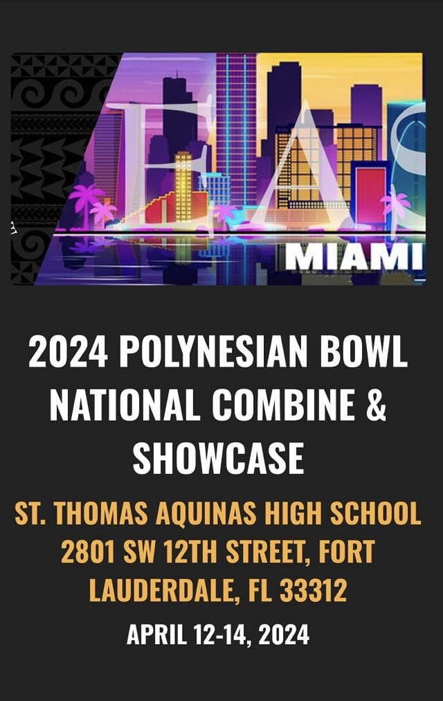 1 week out! Can’t wait for the 2nd @polynesiabowl combine in FL 🔥 Secure your spot today @ PolynesianBowl.com/nationalcombine