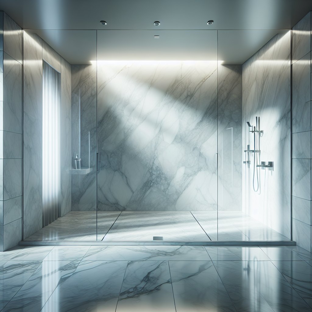 Step into sophistication with our stepless marble shower floors. Merging accessibility with elegance, we craft sanctuaries for your needs. #LuxuryBathrooms #StoneCraftsmanship 🛁💎✨