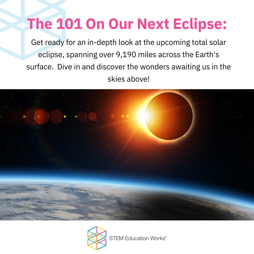 Ready for an out-of-this-world experience? The 2024 total solar eclipse is almost here, and we're gearing up!

Check out our latest blog to find out how to prepare for this event at the link below!

stemeducationworks.com/blog/the-101-o…

#SolarEclipse #2024Eclipse #MakeTimeForSTEM