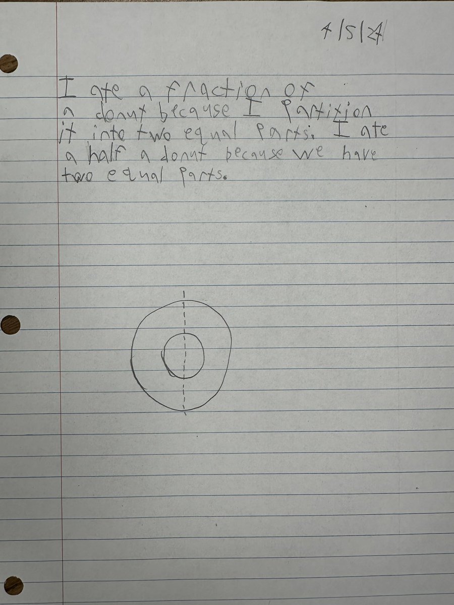 When your silly teacher doesn’t bring enough donuts, you must figure out how to partition one donut into fair shares! Just a fun little real world math on a Friday! <a href="/GFESWildcats/">Goodwin Frazier</a>