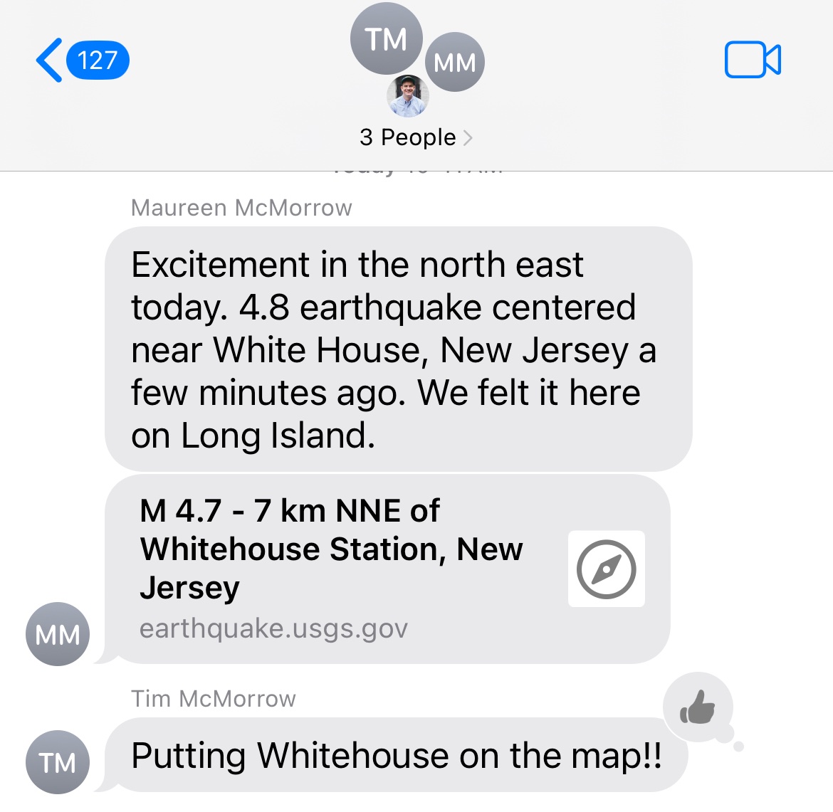 Let the record show the East Coast earthquake has suddenly made people aware that my tiny hometown in New Jersey exists and the family group text is PUMPED.
