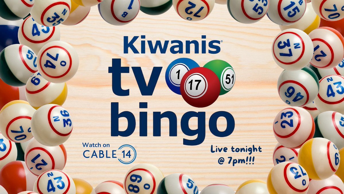 Tune in to @KiwanisEast Bingo LIVE tonight at 7pm! Watch on Cable 14 📺 & cable14now.com 💻