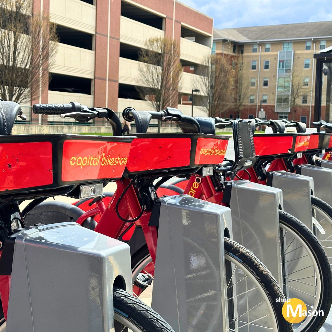 Exciting news, Patriots! Capital @Bikeshare is now on campus with convenient locations at Merten Hall, Horizon Hall, and the Aquatic and Fitness Center. Now there is no excuse for you not to pedal your way around campus! 🚲 #shopMason #MasonNation #GMU #MasonParking