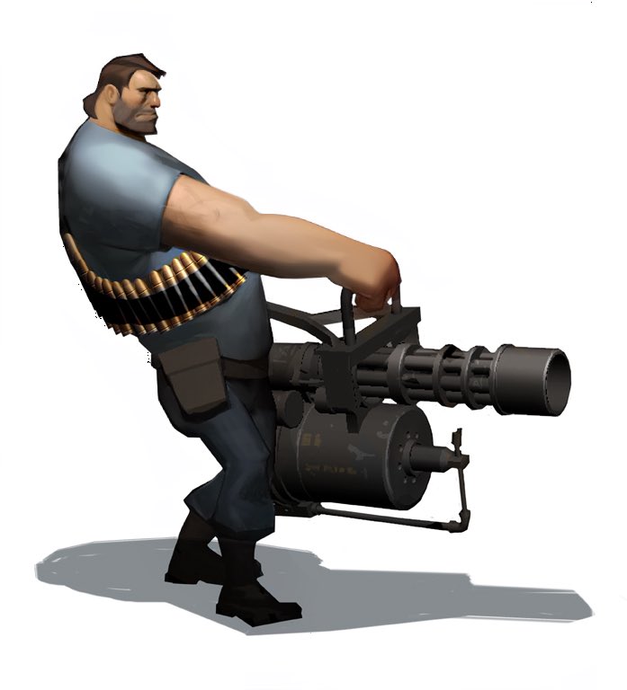 TF2DevTrivia's tweet photo. @saucewisdom22 Both are mullets, however this iteration of Heavy with a mullet is vastly different in shape, mostly leaning into the right side of his head. It’s present in one concept and a few test renders of classes prior to them being textured. https://t.co/DbAgBrytT0