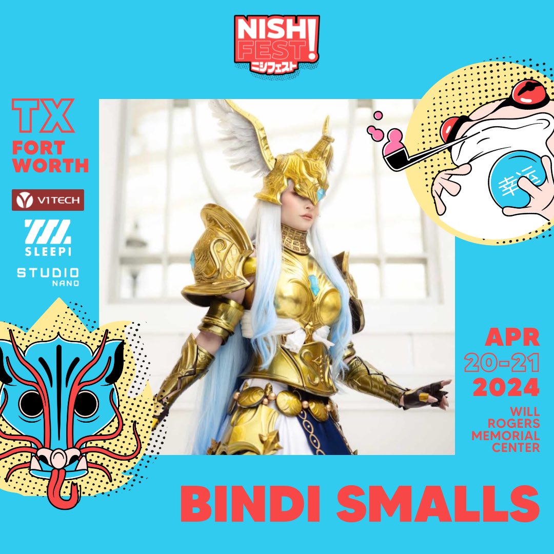 Guest Announcement: Bindi Smalls Get your badges NOW: nishifest.com! Professional Cosplayer and Content Creator @bindismalls utilizes 3D printing and high-tech fabrication to create impressive costumes.