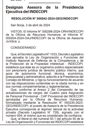 paolobenza's tweet photo. #Último En vez de completar sus decenas de plazas vacantes, Indecopi prefiere nombrar asesores para su presidenta.

Ayer designaron a Ninoska Mosqueira, quien trabajó con Karin Cáceres y el Alberto Otárola en DEVIDA.

Y para coronar: apareció porno en su web oficial. Les cuento🧵 https://t.co/mXt4kTeMJ2