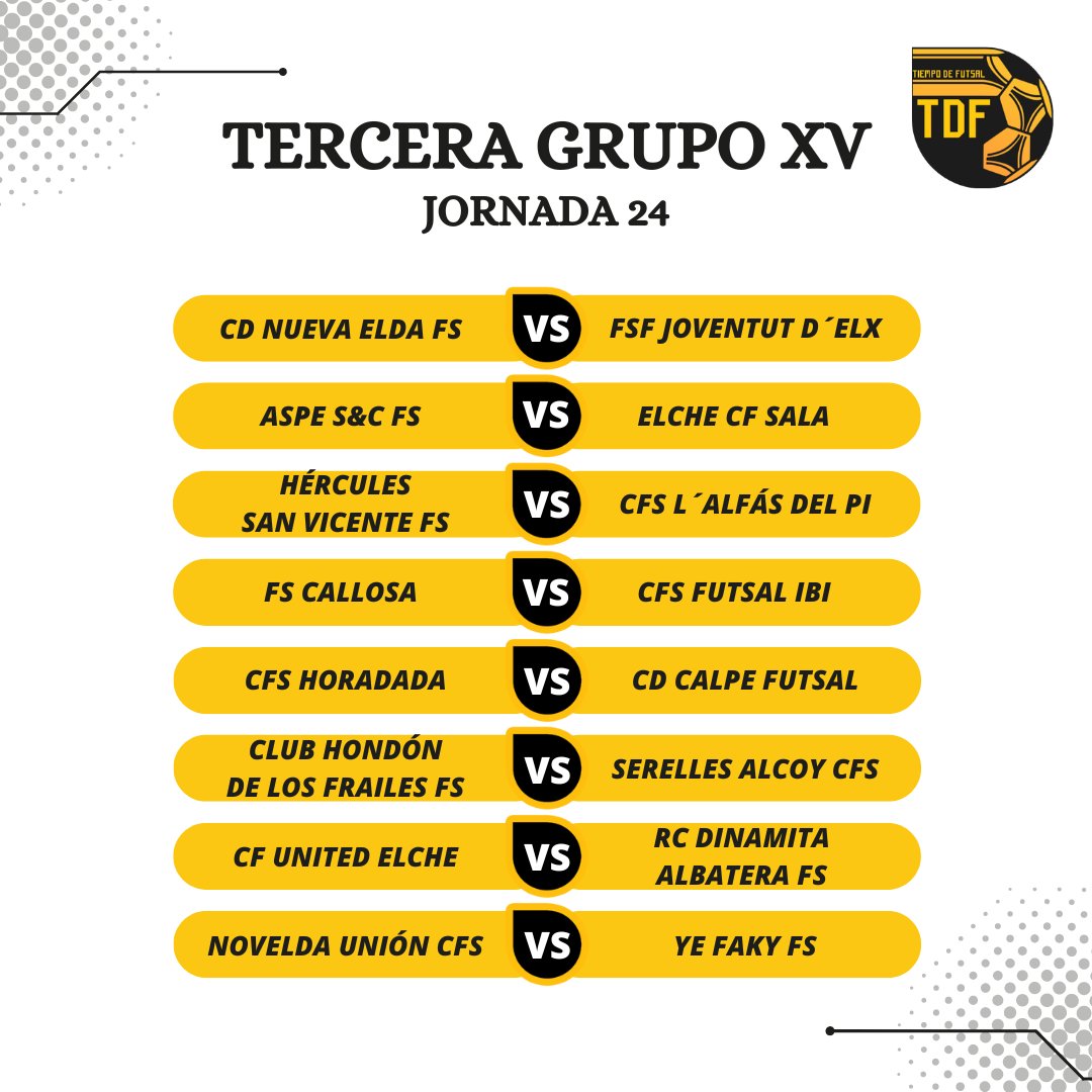 𝘛𝘌𝘙𝘊𝘌𝘙𝘈 𝘋𝘐𝘝𝘐𝘚𝘐Ó𝘕 𝘎𝘙𝘜𝘗𝘖 𝘟𝘝. 𝘑𝘖𝘙𝘕𝘈𝘋𝘈 24 🔝 El CF United Elche todavía como líder del grupo abre la jornada en 'Carrús' frente al @RCDAlbaterafs. Del mismo modo el @yefaky se desplaza hasta Novelda para disputar su encuentro frente al Novelda Unión CFS.…