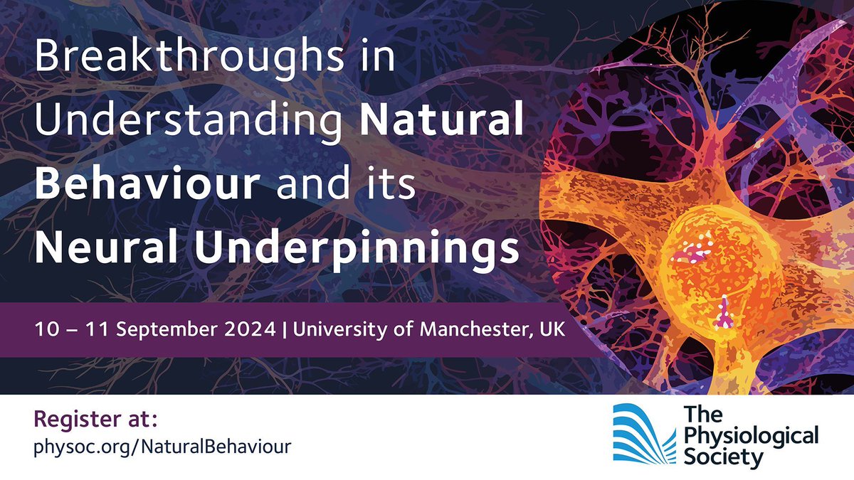 PhySoc's tweet photo. Register for the #NaturalBehaviour event taking place on 10-11 September @OfficialUoM. The purpose of this meeting is to bring together research to further our understanding of the neural basis of natural behaviour. Register by 6 August for early rates: https://t.co/4ysp7Qk2jP https://t.co/mmWymj6Dv4