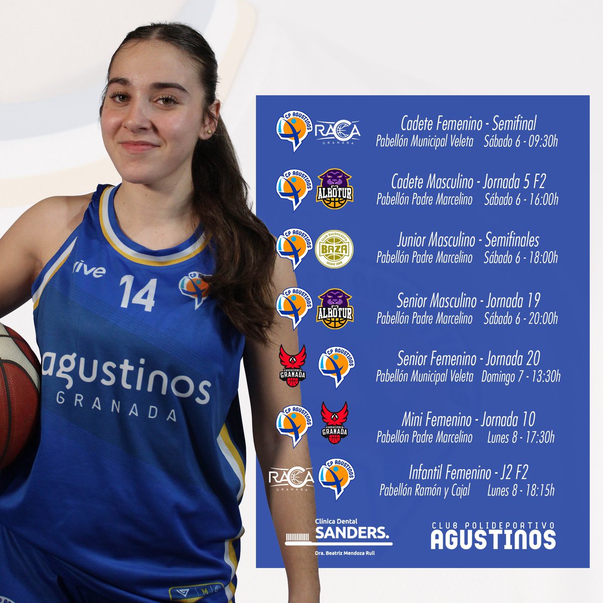 🏀 Las Cadetes se juegan mañana el pase al Cadeba ante <a href="/CDRaCa/">CD Tear Ramón y Cajal.- RACA</a> 

🥳 ¡Os esperamos a todos en el Veleta para animar a las chicas a conseguir la victoria! 

▶️ Y por la tarde, turno para los Junior en el Pabellón Padre Marcelino. 

#ADNAgustino