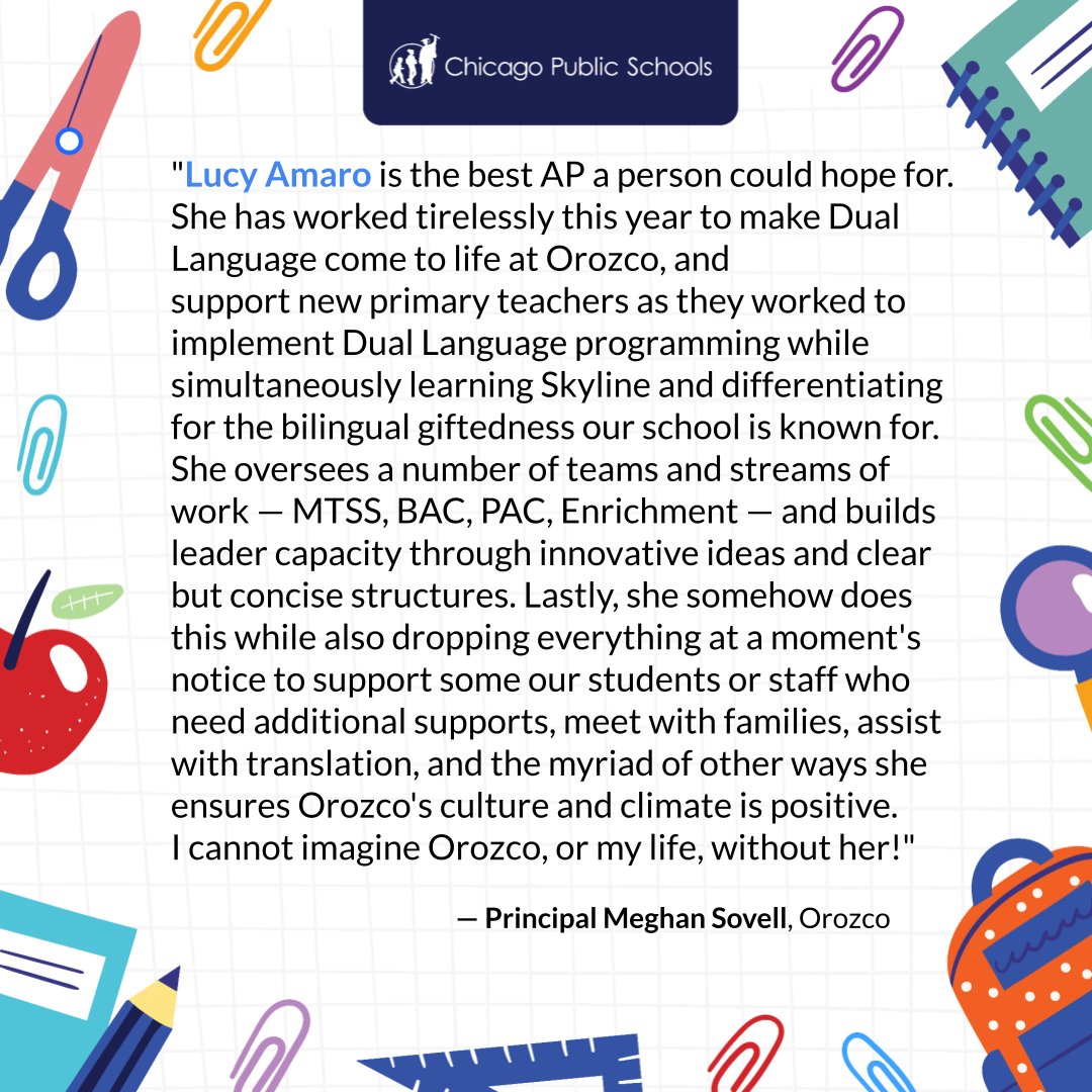 CpsLeaders's tweet image. Here are some more kind words from a few of our amazing principals about their equally amazing APs! #CPSrunsonAPs #APpreciationWeek #TheBestLeadWithCPS