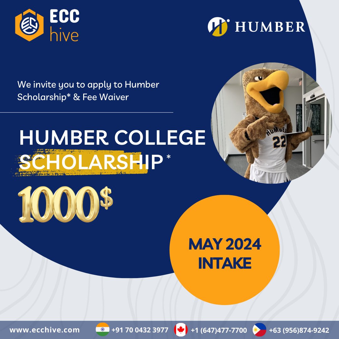 To know more, reach us at:
Email: inquiries@ecchive.com
WhatsApp: +1(647)-627-5400
Phone: +1(647)-477-7700

#ecchive #canada #humbercollege #humber #scholarship #feewaiver #internationalstudents #studyincanada #canadaimmigration #educationconsultant #highereducation #may2024