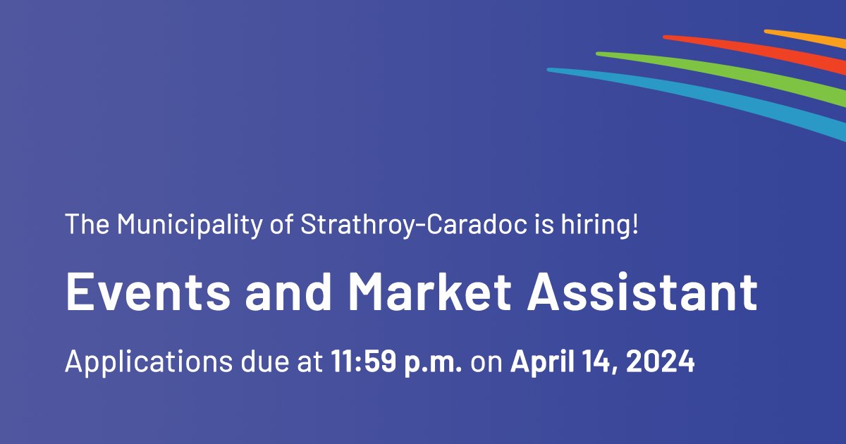 Join our team! The Events and Market Assistant works with Municipal staff to plan and administer an exciting line-up of community events and a weekly outdoor market. Apply now and be part of creating memorable experiences for our community. Learn more: strathroy-caradoc.ca/careers.