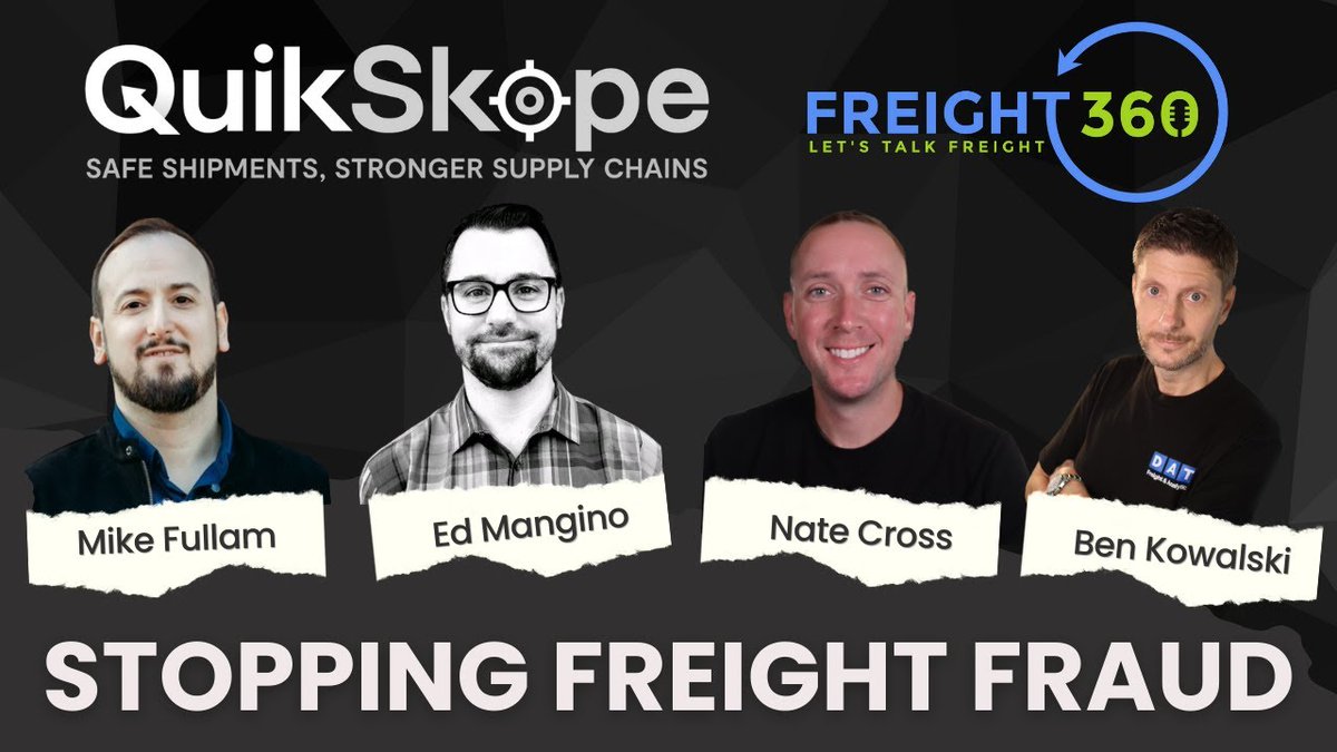 Join us for a chat with Quikskope founders Mike Fullam and Ed Mangino. They've developed a game-changing tool to #preventfraud and #cargotheft. It solves the problem of verifying a carriers identity at shipment pickups and deliveries.

Link: ow.ly/AKuB50R9BlH

#FreightFraud