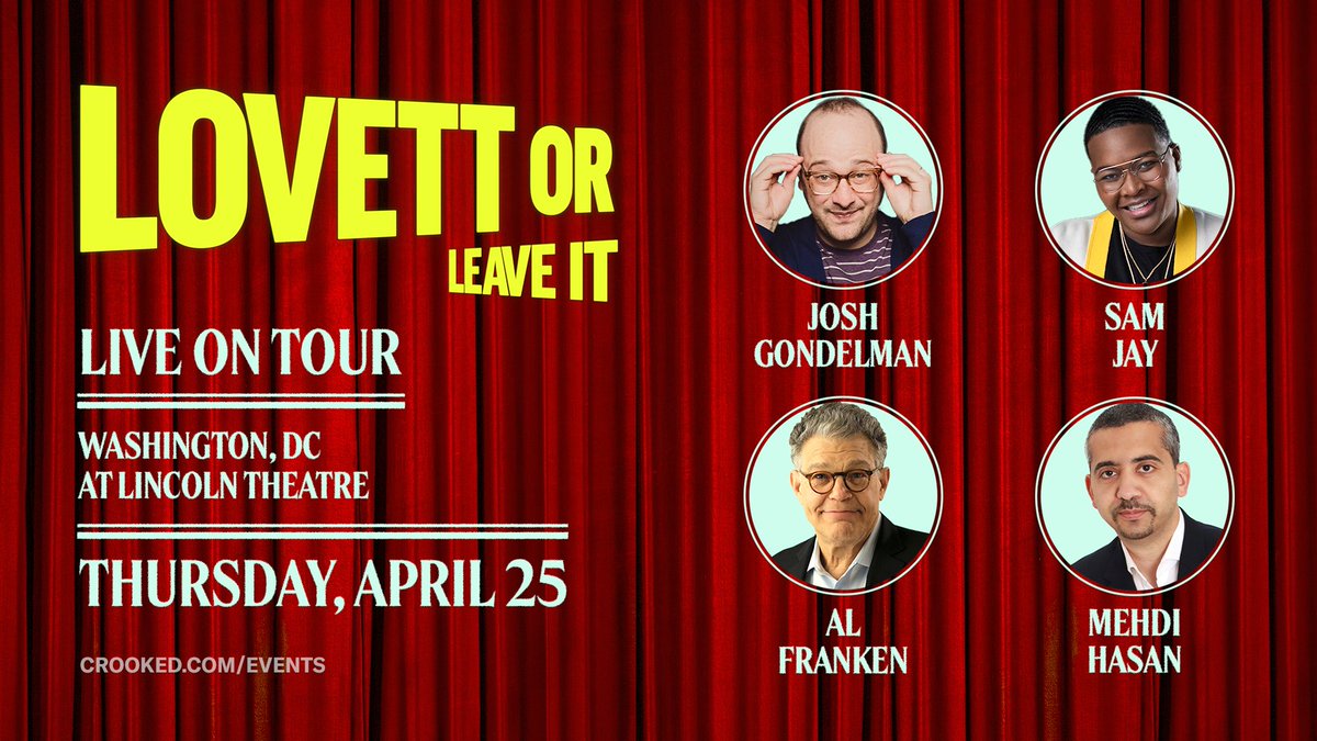 Tell Siri to give you directions to @paramountaustin AND @thelincolndc. You're going to see @jonlovett Live on Tour with @joyellenicole, @sklarbrothers, @Timodc, and @Zach_Zucker in Austin and @joshgondelman, @samjaycomic, @alfranken, and @mehdirhasan in DC!