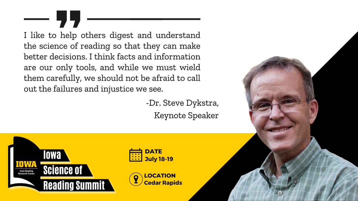 Hear from literacy advocates like Dr. Steve Dykstra at the 2024 Iowa Science of Reading Summit this July. Find more details here: iascienceofreading.org