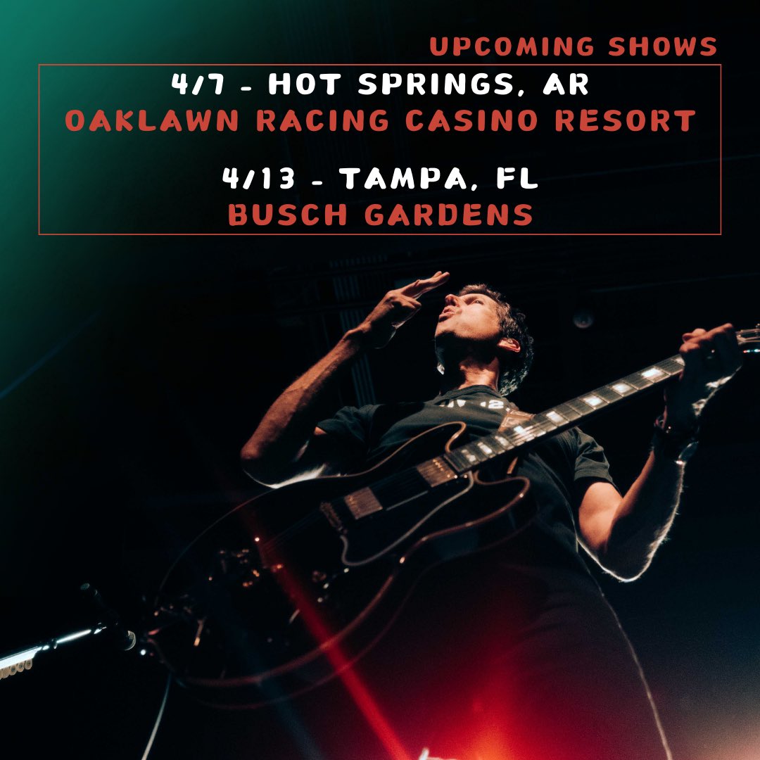 Join us for unforgettable nights in Hot Springs, AR and Tampa, FL! Don't miss out, grab your tickets at betterthanezra.com and we’ll see you there! 4/7 - @OaklawnRacing 4/13 - @BuschGardens