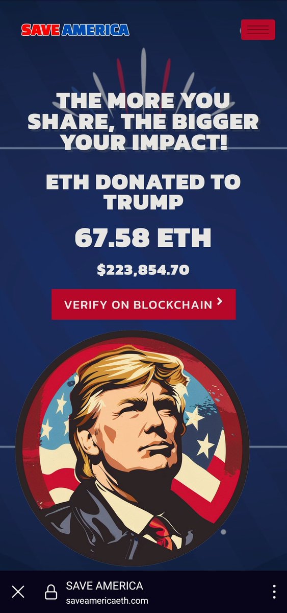 Look at this and tell me what you're doing to raise money for Donald Trump? Come join the movement it's really easy.

2% Auto Donation to Trump which has donated over $220,000 and counting so far!

saveamericaeth.com
t.me/nomoredeepstate
@SaveAmericaDJT