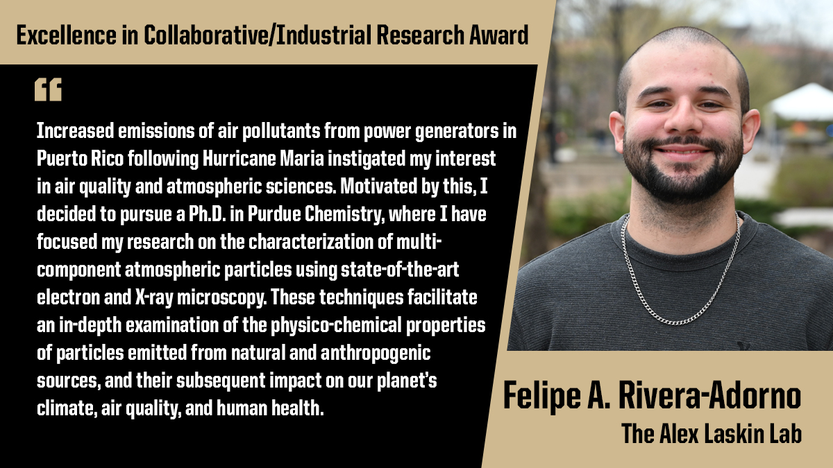 Congratulations to Felipe Rivera-Adorno from @alaskinlab on receiving the Excellence in Collaborative/Industrial Research (ECIR) Award! @PurdueChemistry