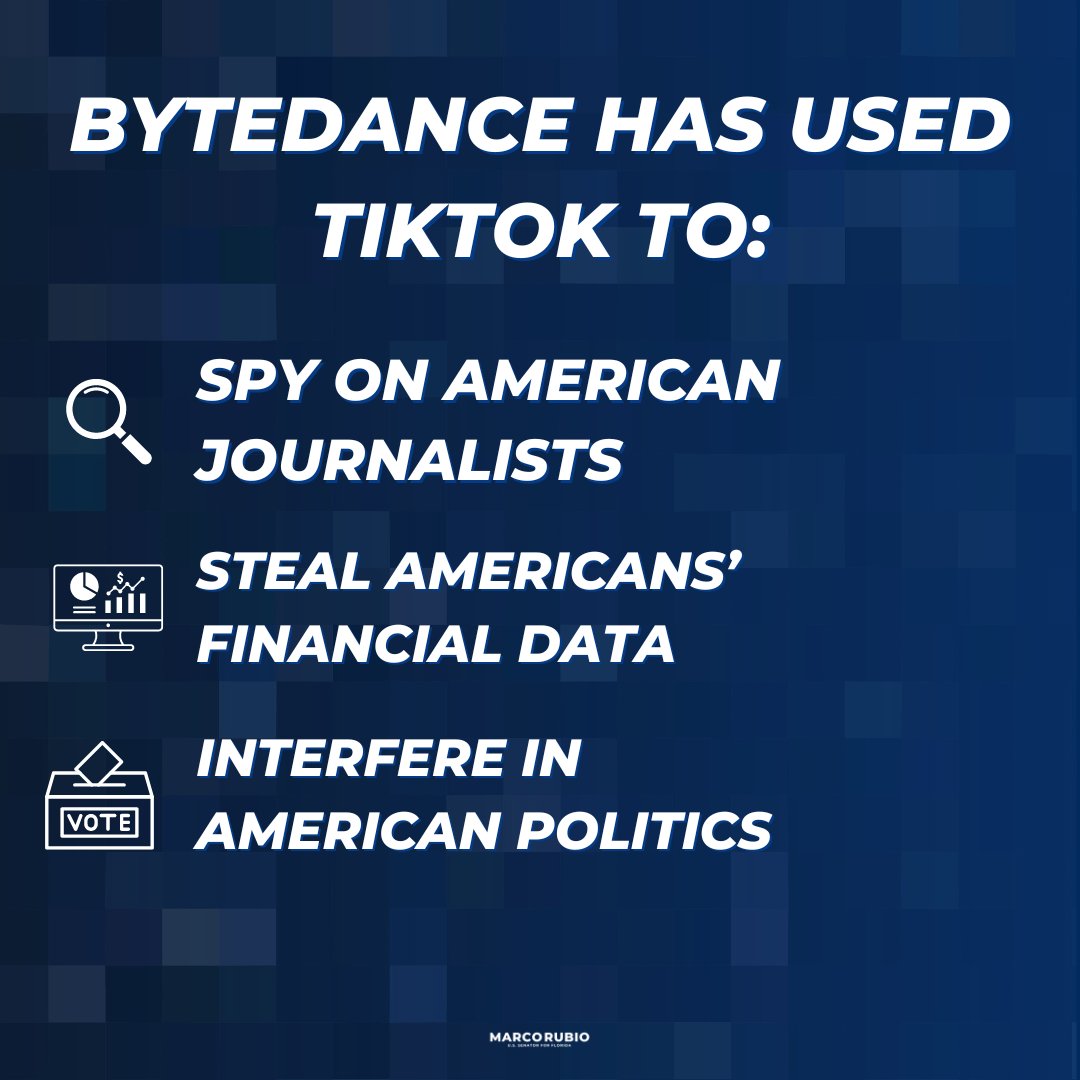 TikTok is a tool used by ByteDance on behalf of the Chinese Communist Party to exert control in the United States.