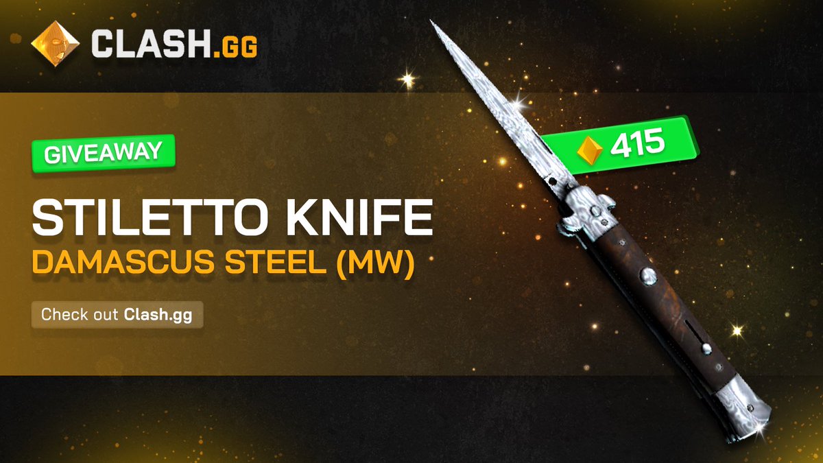 CS2 GIVEAWAY 🎁 Stiletto Knife | Damascus Steel [MW] (300$) Steps to join 👇 ✅ Follow @clashdotgg & @cs2newsupdate ✅ Retweet ✅ Tag 1 friend #Giveaway