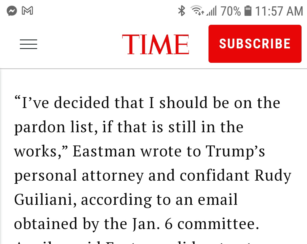 @DoryBeutel @simonateba Have you even read the John Eastman memo? Have you read his emails where he asks others to break the law? Have you read where he told PA Officials that they should 'pro-rate votes...to provide cover?' How about his pardon request?