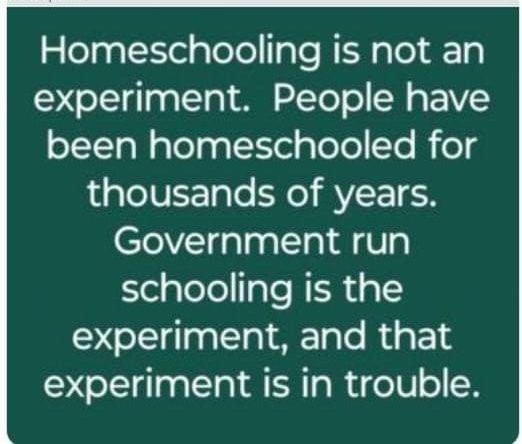 #HomeSchool through all human history, has been the way of the world up until very recently. Now that we have the government and highly trained and educated professionals involved it's so much better... 🤣🤣🤣